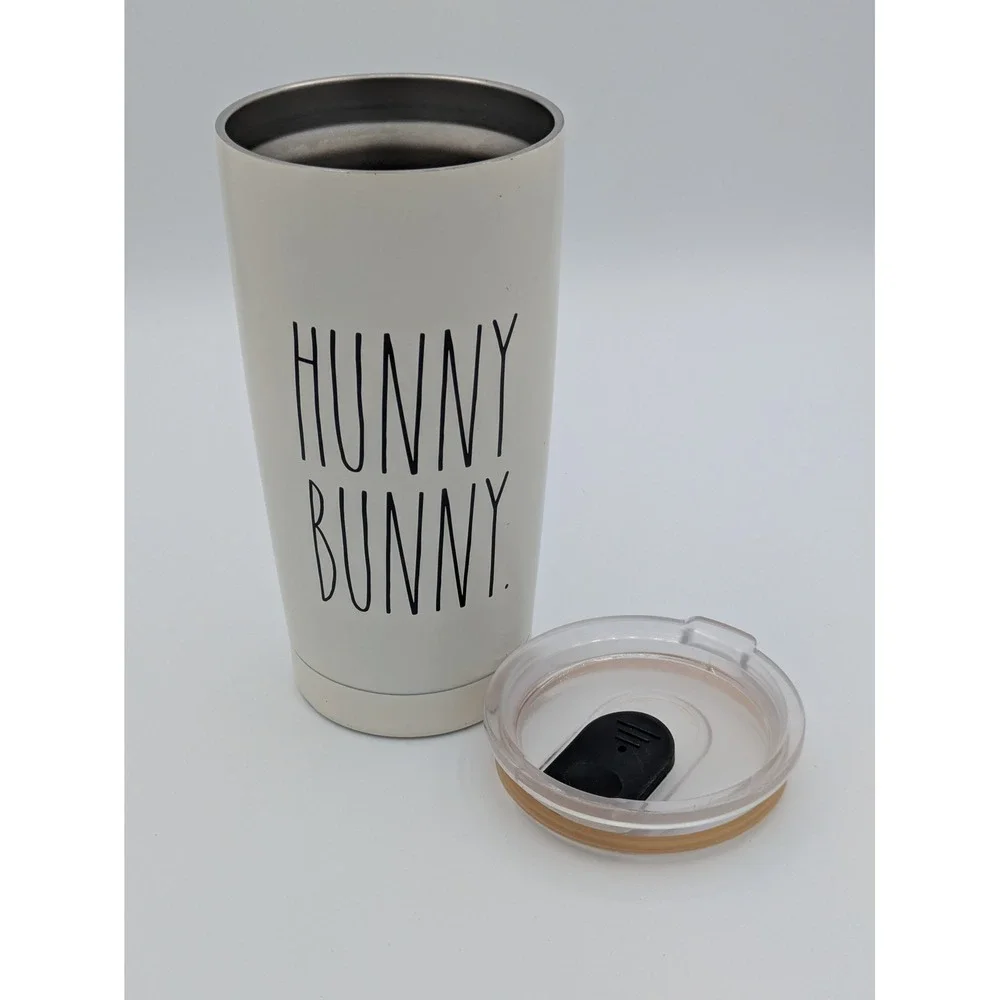 Rae Dunn Stainless Steel Insulated White 17oz Hunny Bunny Travel Coffee Tumbler